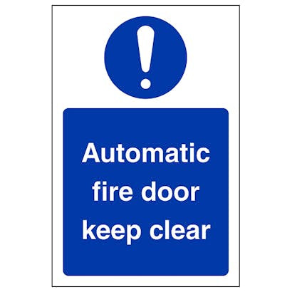 Automatic Fire Door Keep Clear Safety Sign