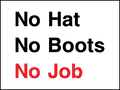 No Hat No Job safety sign