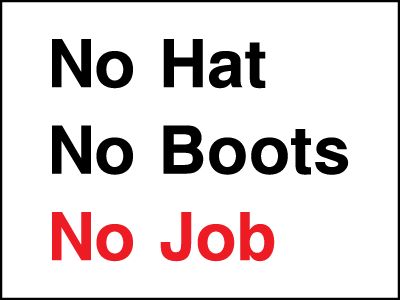 No Hat No Job safety sign