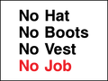 No Hat No Job safety sign