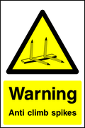 Anti Climb Spikes safety sign