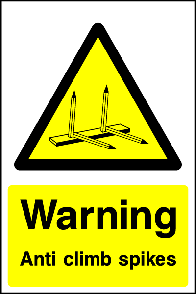 Anti Climb Spikes safety sign