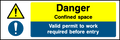 Confined Space safety sign