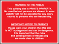 Warning to Public & Parents safety sign