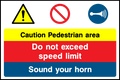 Pedestrian Area Sound Your Horn safety sign